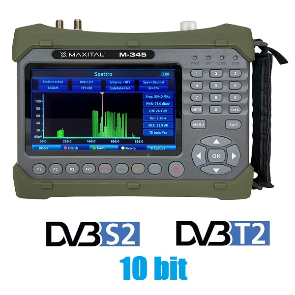 Misuratore di Campo con Analizzatore di Spettro Combo DVB-T2 e DVB-S2 10 BIT